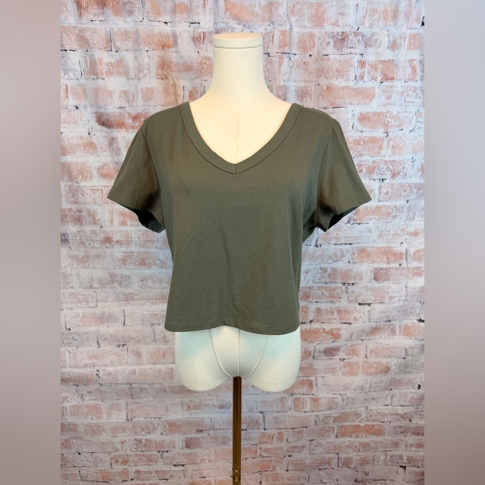 Wild Fable Olive V-Neck Crop Top